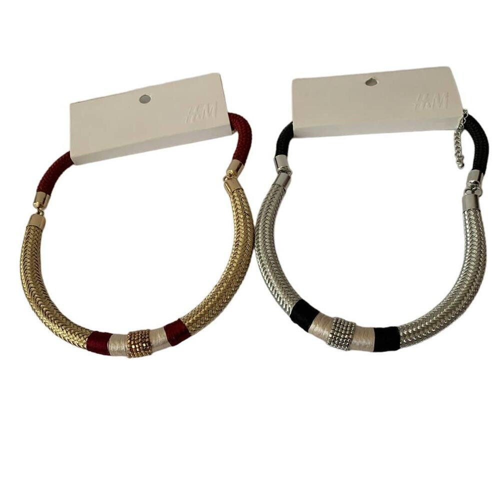 H&M Two Handmade Necklace in Gold and Silver NWT